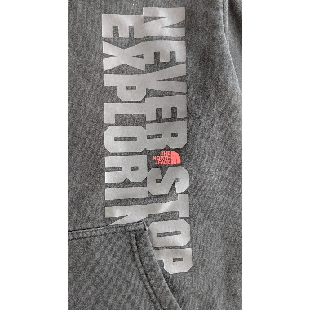 The North Face Mens Hoodie Pullover Sweatshirt Size LARGE Black Red Logo